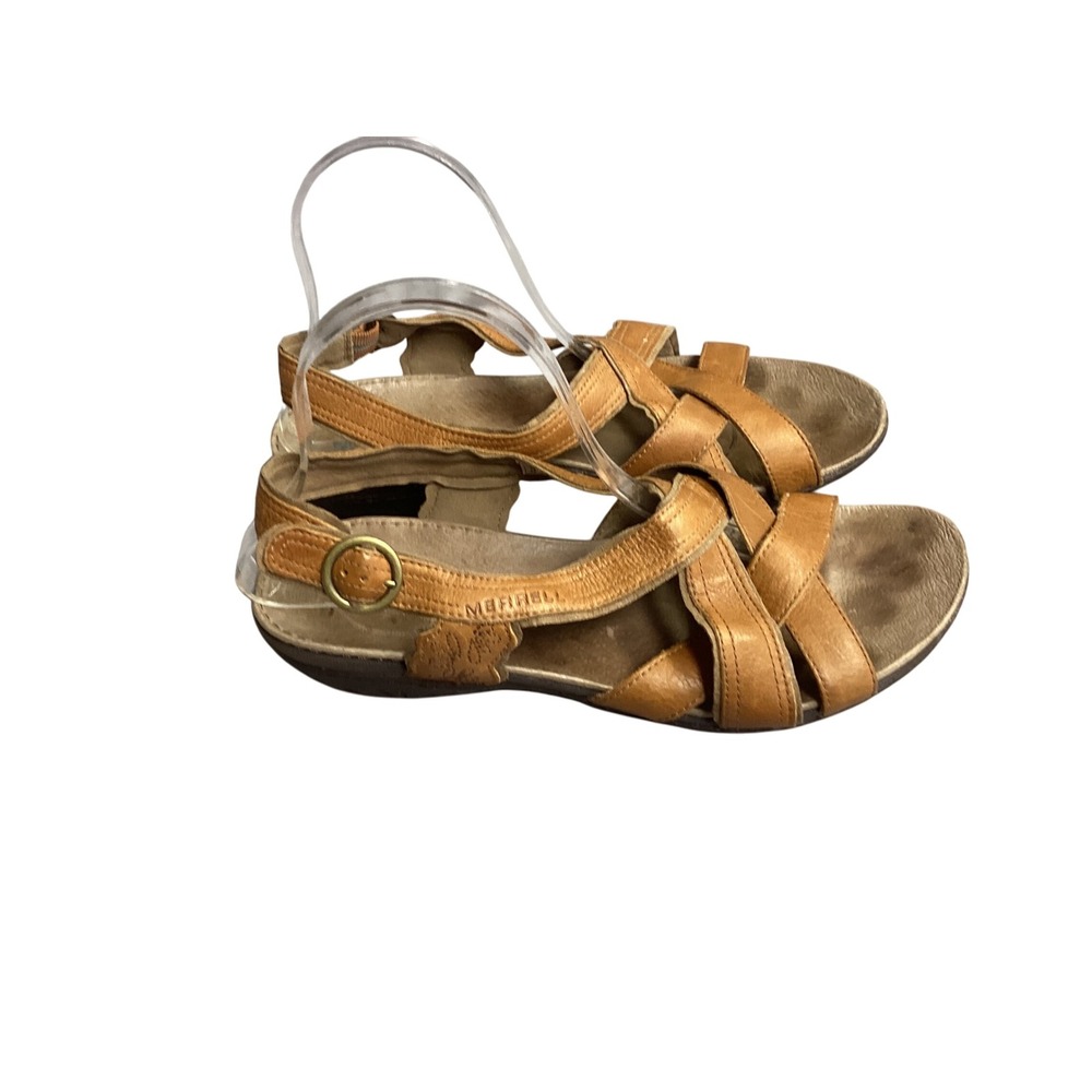 Merrell Leather Sandals Strappy Comfort Walking‎ Casual Brown Size 10 Summer